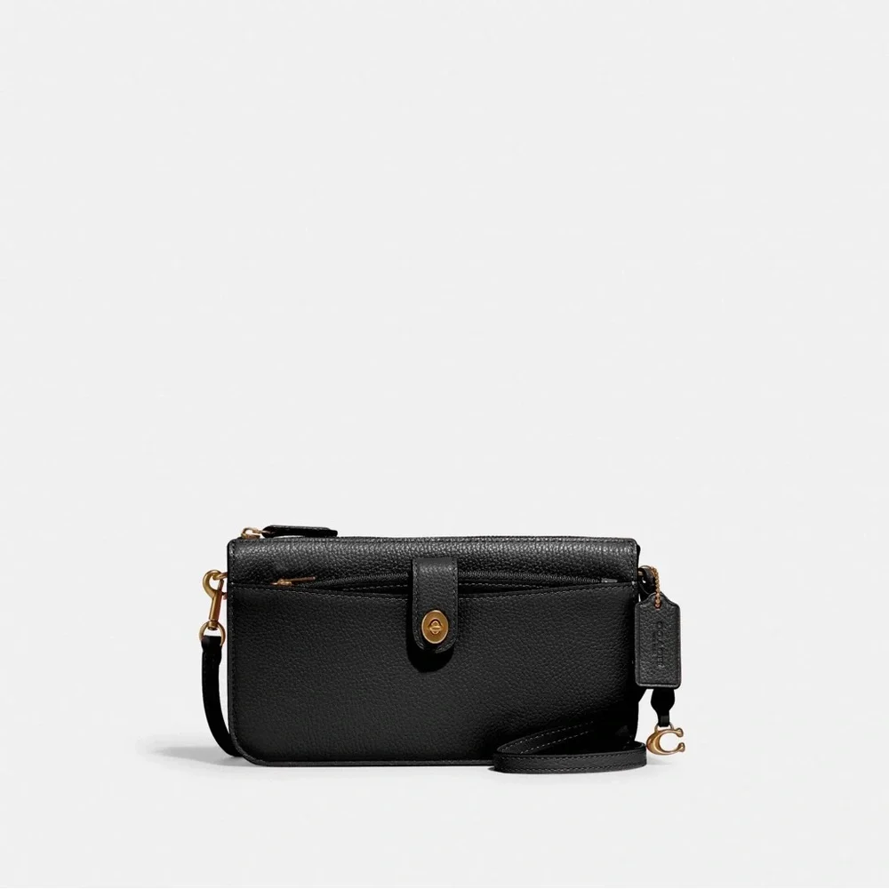 Coach Black Crossbody Bag with Gold Accents